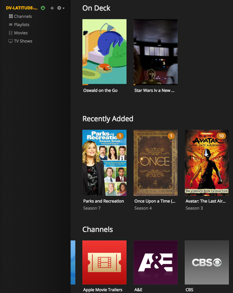 Plex Server Interface on old Dell Lapotop
